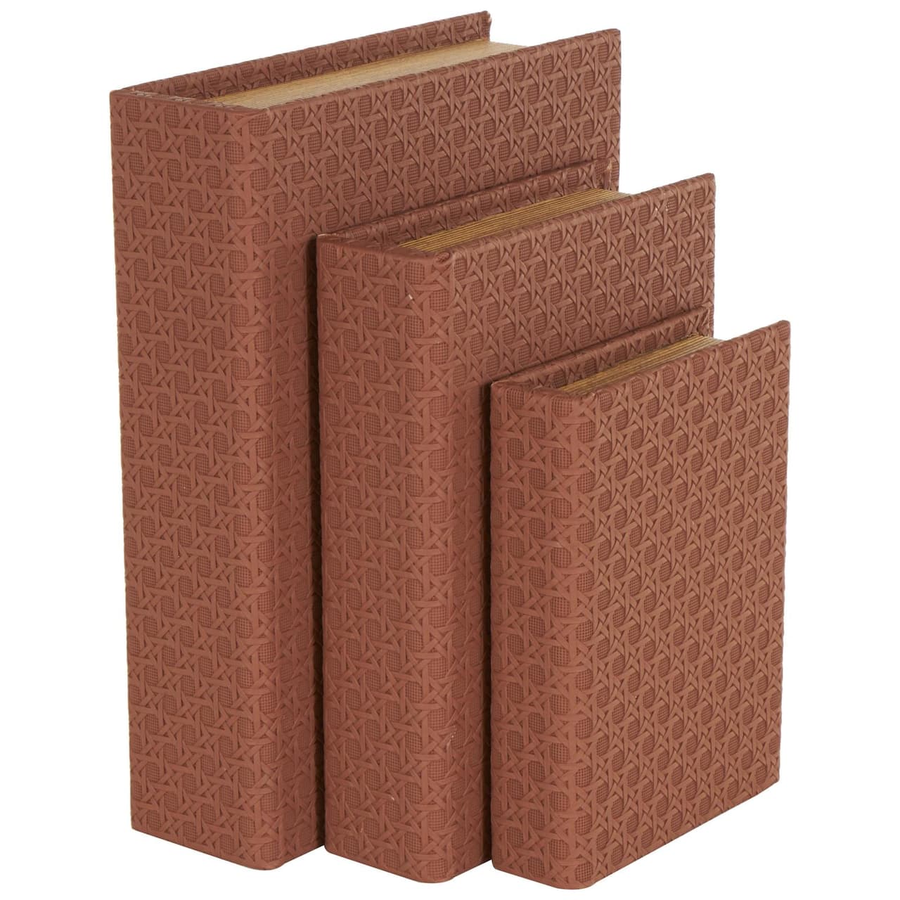 Faux Leather Geometric Woven Grid Book Storage Box Set